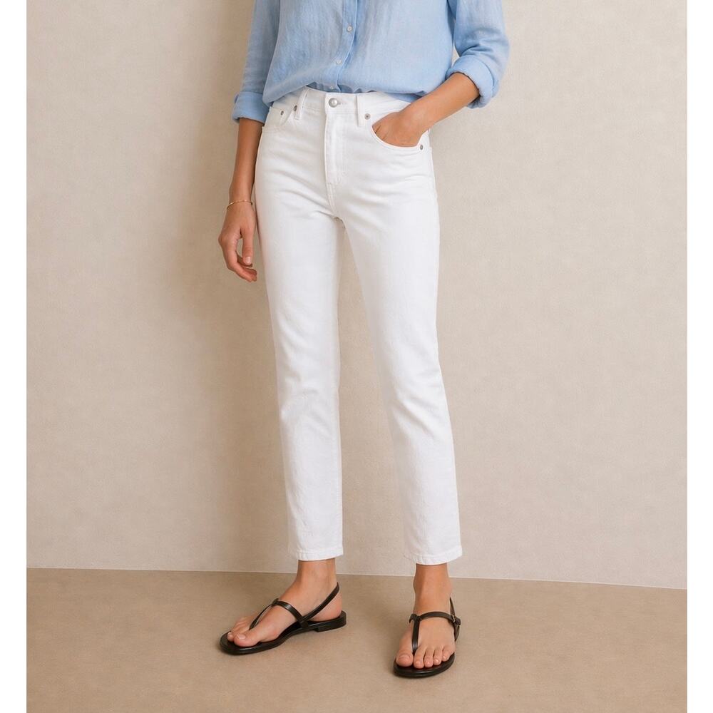 Banana Republic High Rise Straight Leg Jeans White Wash Petite 28 - Picture 3 of 12